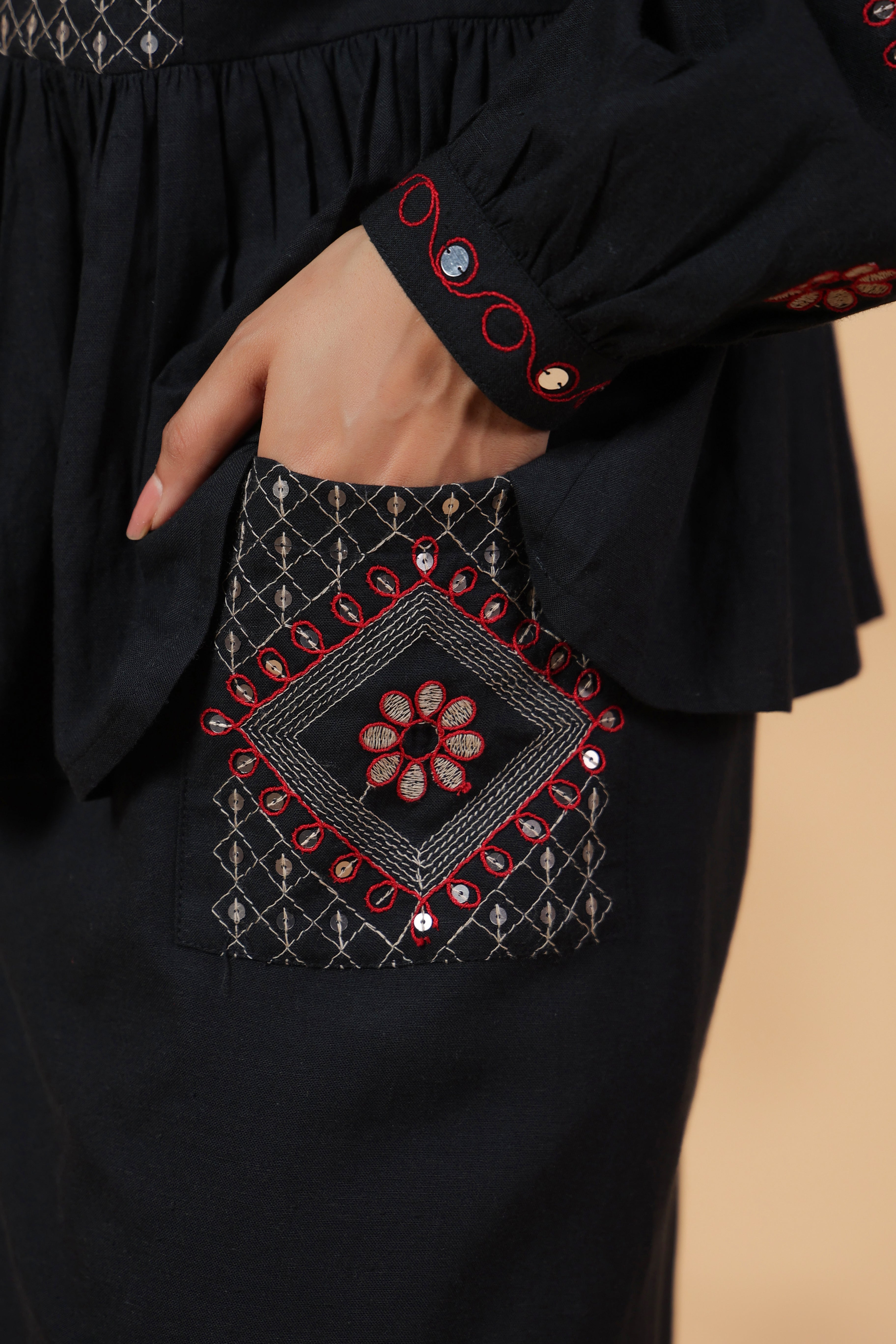 Black Dhoti Style Co-Ord Set