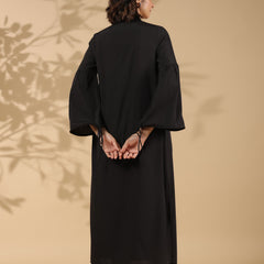 Black A-line Cotton Shirt Dress