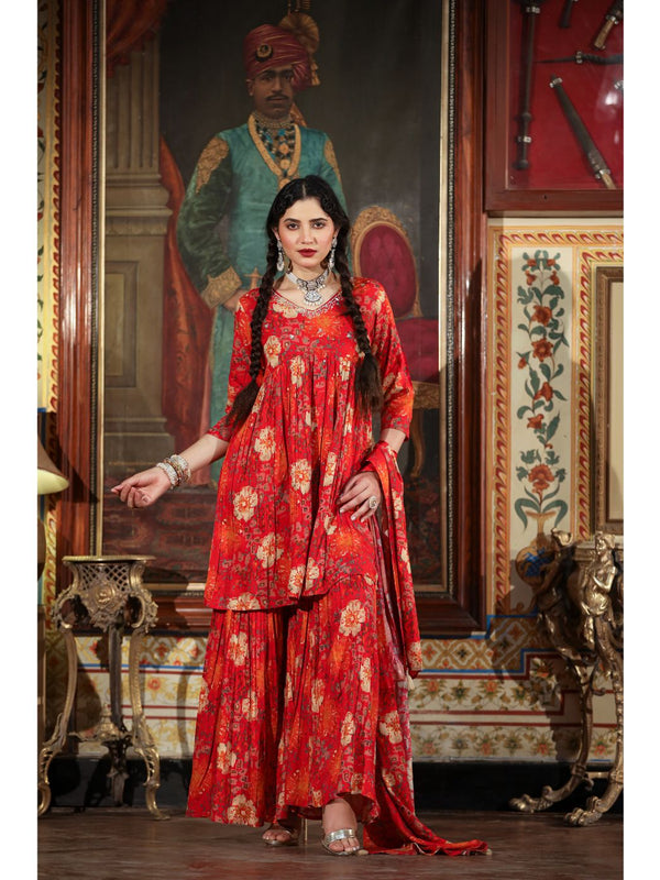 Red Designer Sharara Sets 