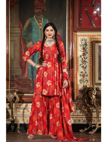 Red Designer Sharara Sets 