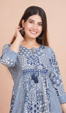 Indigo Printed Flared Mini Dress