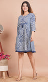 Indigo Printed Flared Mini Dress