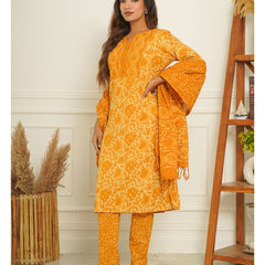 Mustard Printed Straight Suit Set