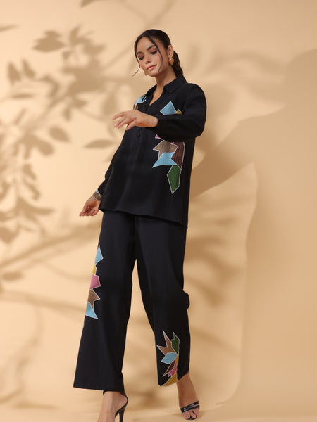 Cotton Black Embroidered Co-Ord Set