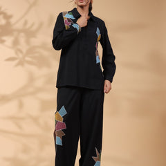 Cotton Black Embroidered Co-Ord Set