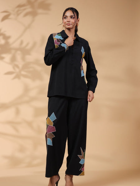 Cotton Black Embroidered Co-Ord Set