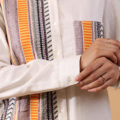 Off White Cotton Embroidery Work Top