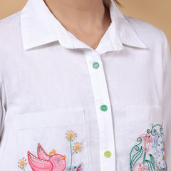 White Rayon Embroidered Top