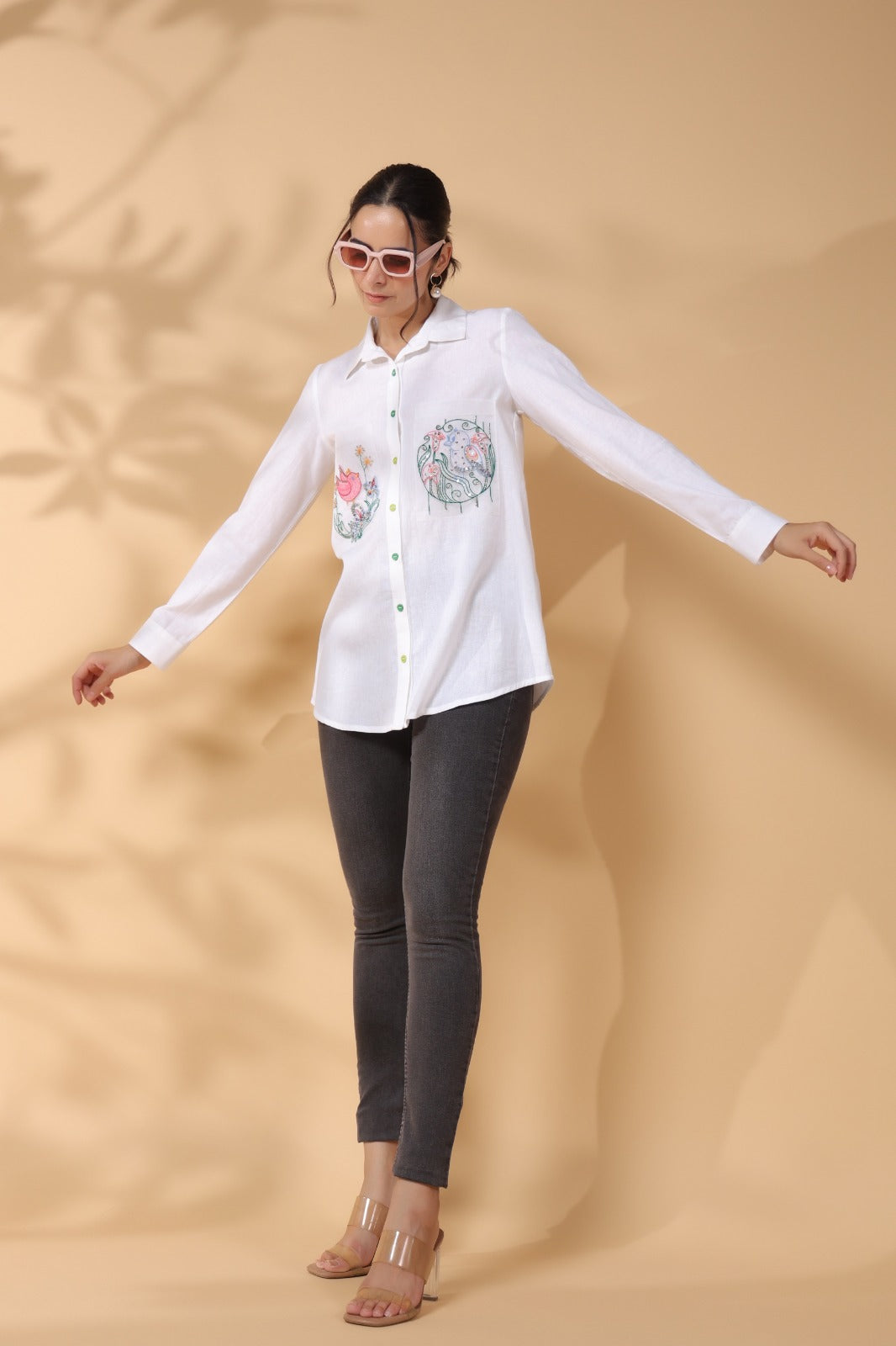 White Rayon Embroidered Top