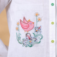 White Rayon Embroidered Top