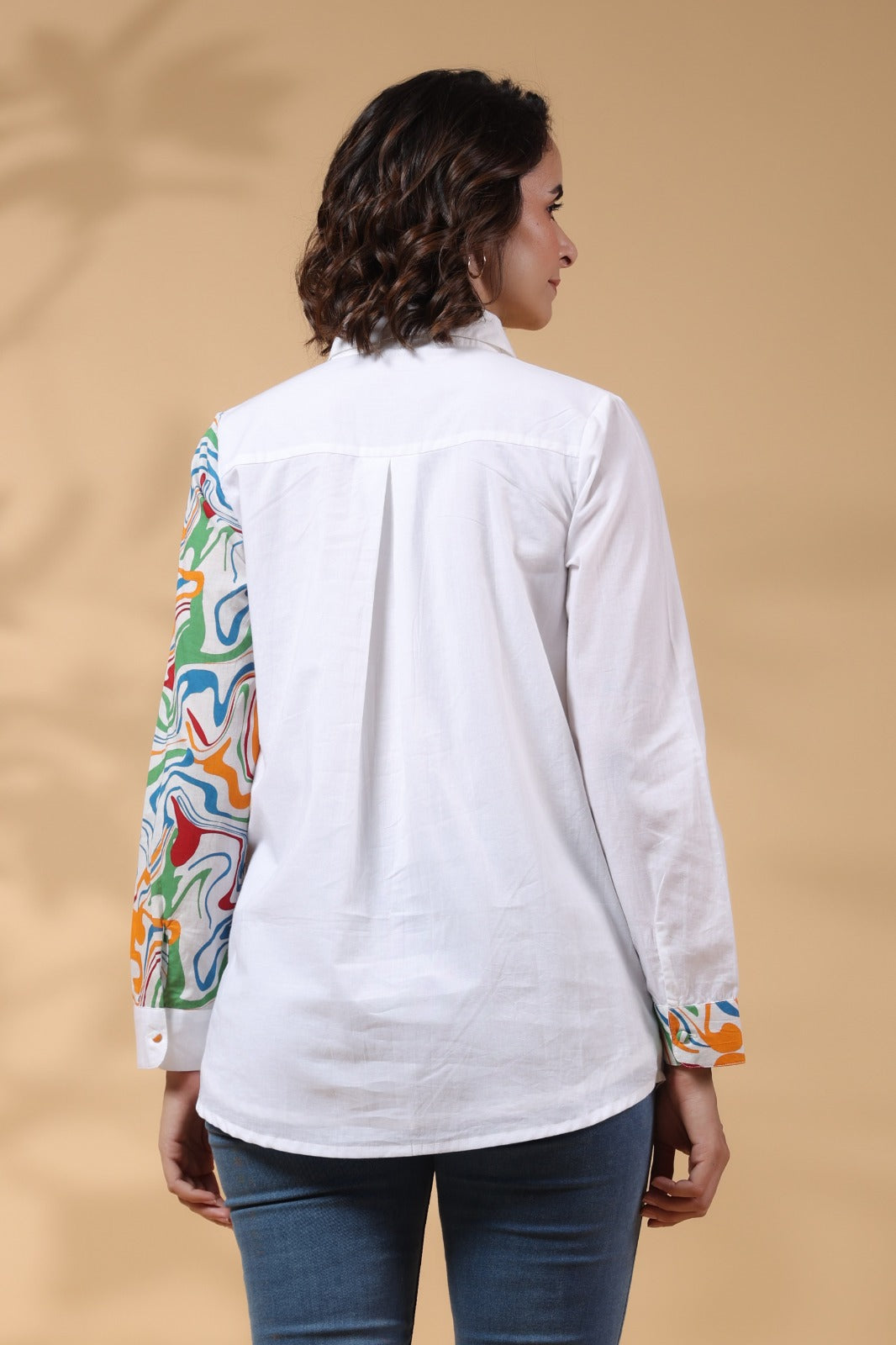 White Cotton Top With Colorful Design