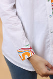 White Cotton Top With Colorful Design