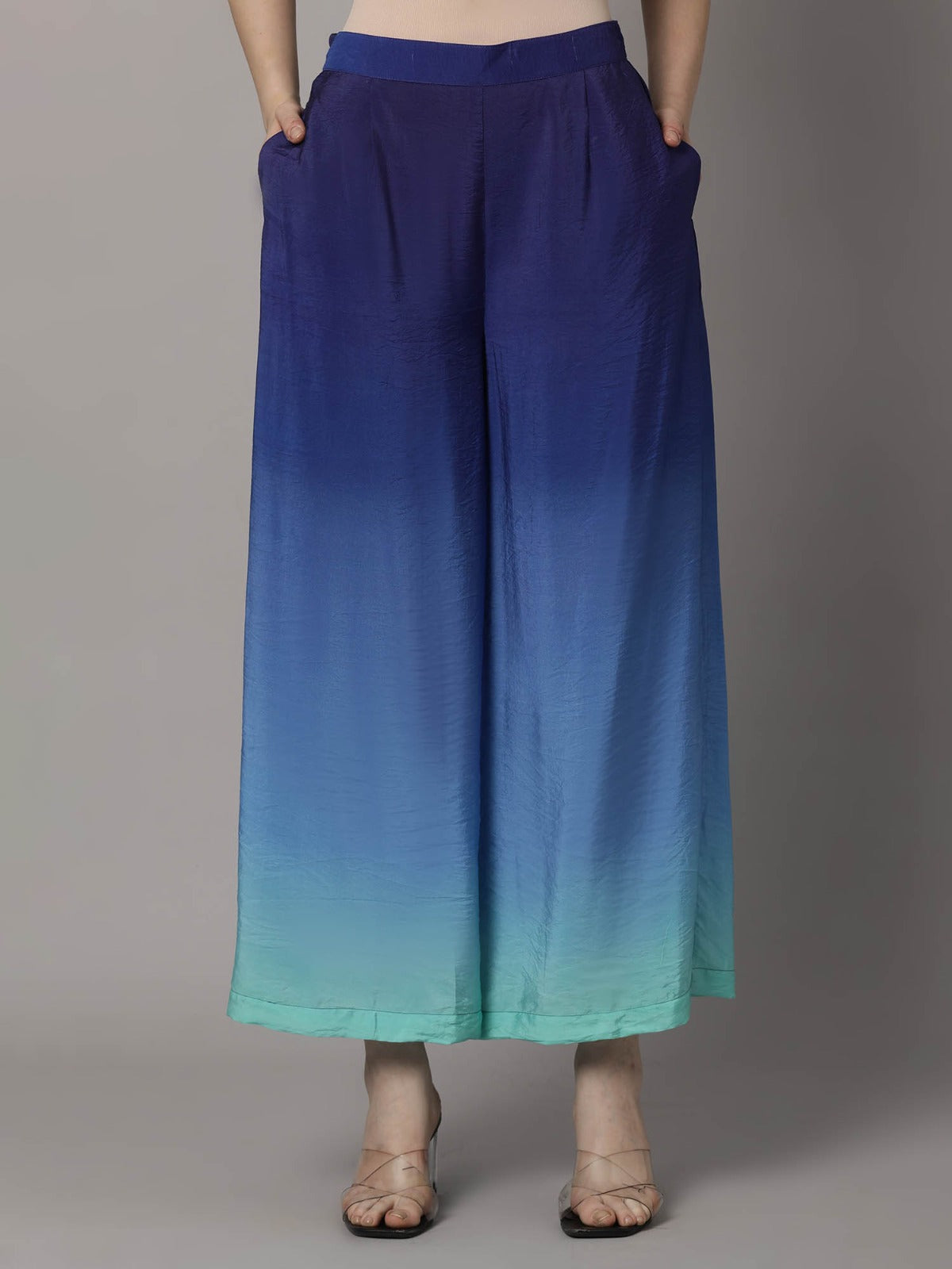 Rayon silk Tie Dye Blue Co-Ord Set