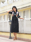 Designer Embroidery Work Black Midi Dress