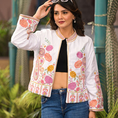 White Hand Work Cotton Jacket