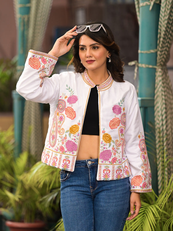 White Hand Work Cotton Jacket