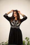 Designer Black Cotton Embroidery Maxi Dresses