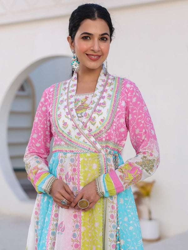 Ethereal Multi Colored Angrakha Suit Set