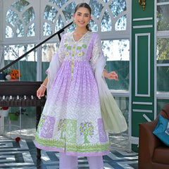 Lavender Haze Embroidered Anarkali Suit Set
