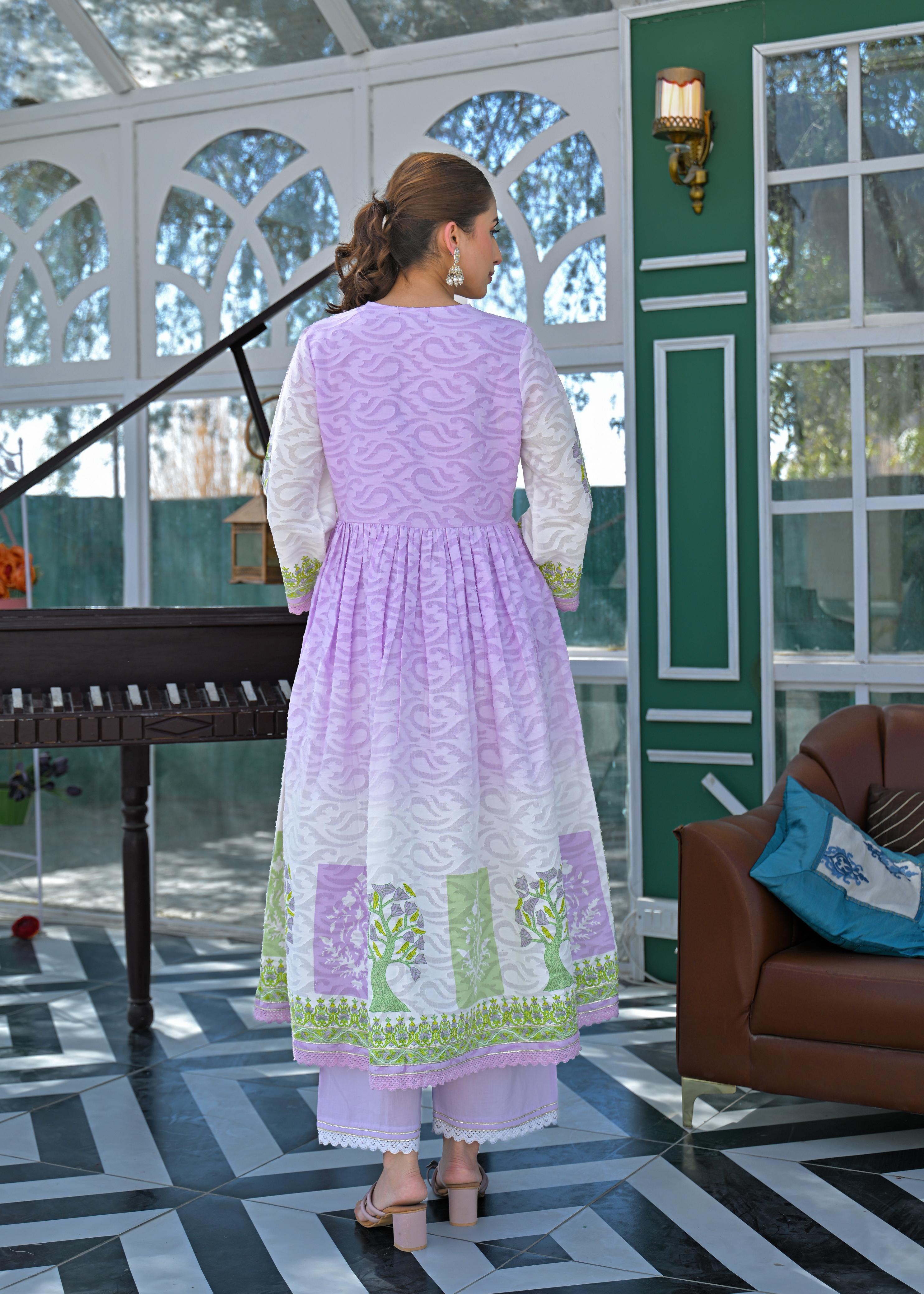 Lavender Haze Embroidered Anarkali Suit Set