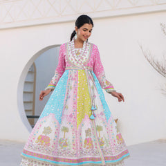 Ethereal Multi Colored Angrakha Suit Set