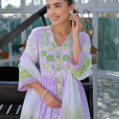 Lavender Haze Embroidered Anarkali Suit Set