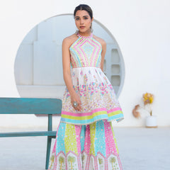 Dreamy White colouful Sharara Set