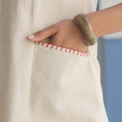 Brown Embroidered Beige Cotton Co-ord Set