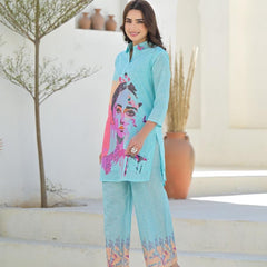 Breezy Blue Cotton Co-ord Set