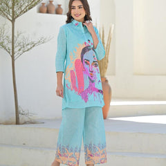 Breezy Blue Cotton Co-ord Set
