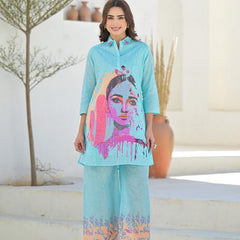 Breezy Blue Cotton Co-ord Set