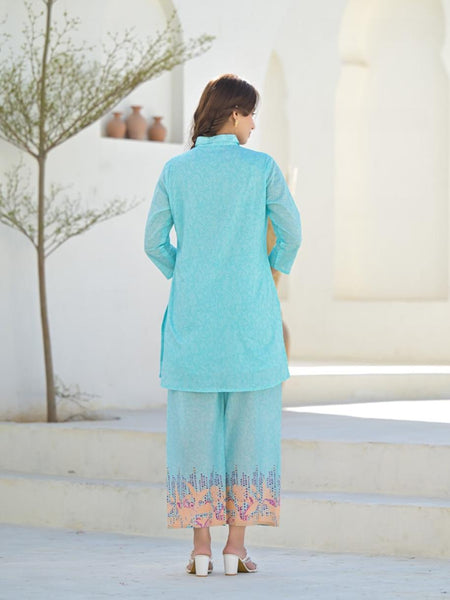Breezy Blue Cotton Co-ord Set