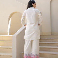 Whispering Beauty Cotton Printed White Co-ord Set