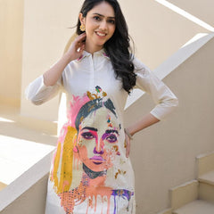 Whispering Beauty Cotton Printed White Co-ord Set
