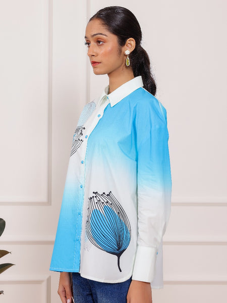Blue Ombre Shirt Top