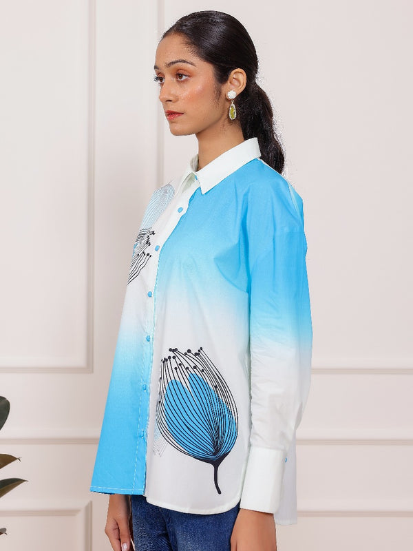 Blue Ombre Shirt Top