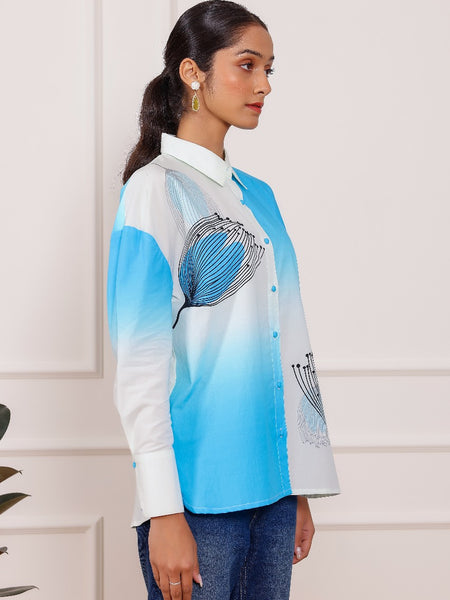 Blue Ombre Shirt Top