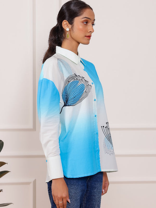 Blue Ombre Shirt Top