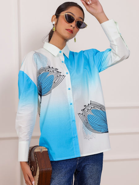 Blue Ombre Shirt Top