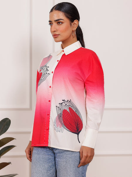 Rose Pink Ombre Shirt Top