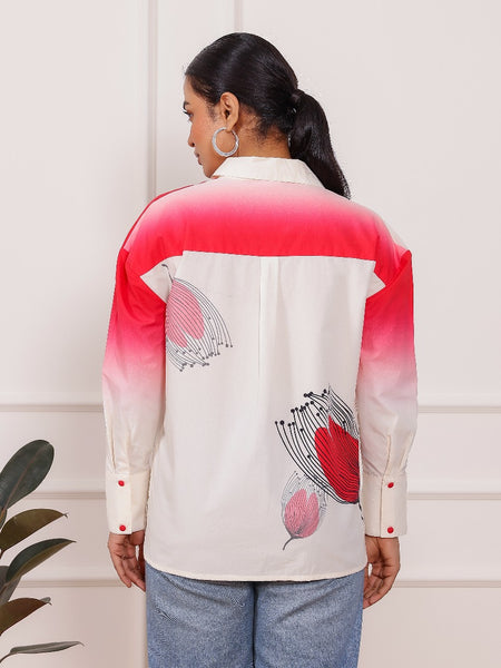 Rose Pink Ombre Shirt Top