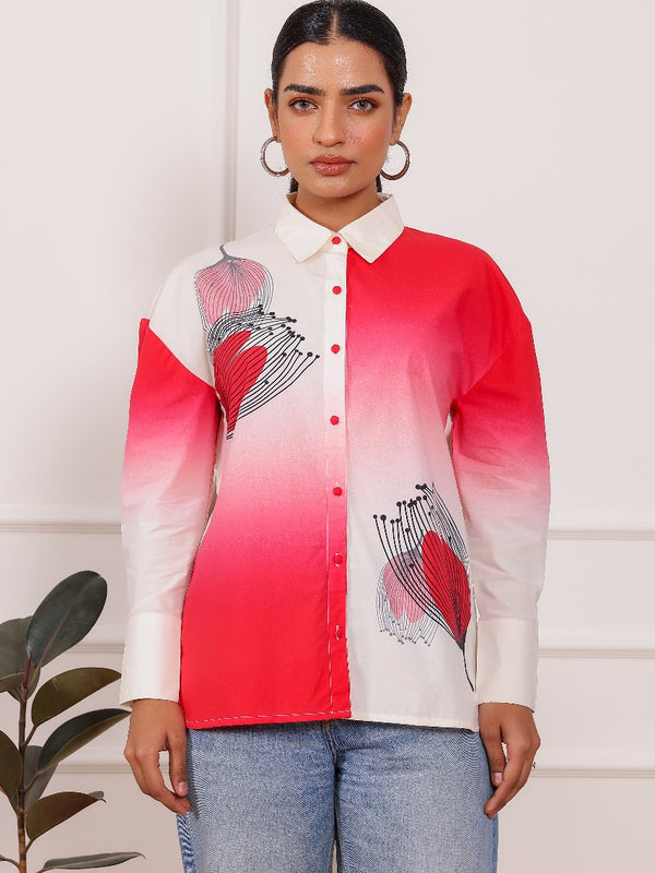Rose Pink Ombre Shirt Top