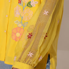 Sunflower Yellow Floral Embroidered Shirt Top