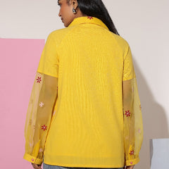 Sunflower Yellow Floral Embroidered Shirt Top