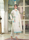 Floral Embroidered White Suit Set