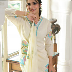 Floral Embroidered White Suit Set