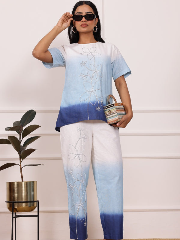 Ombre Blue Cotton Co-ord Sets