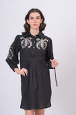 Black Sequins Mini Shirt Dress