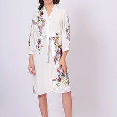 Lily White Embroidered Mini Shirt Dress