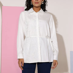 White Cotton Embroidered Shirt